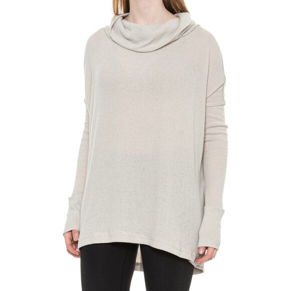 We The Free Free People Grey Opal Juicy Ribbed Long Sleeve Top Size Large NEW - Picture 1 of 2